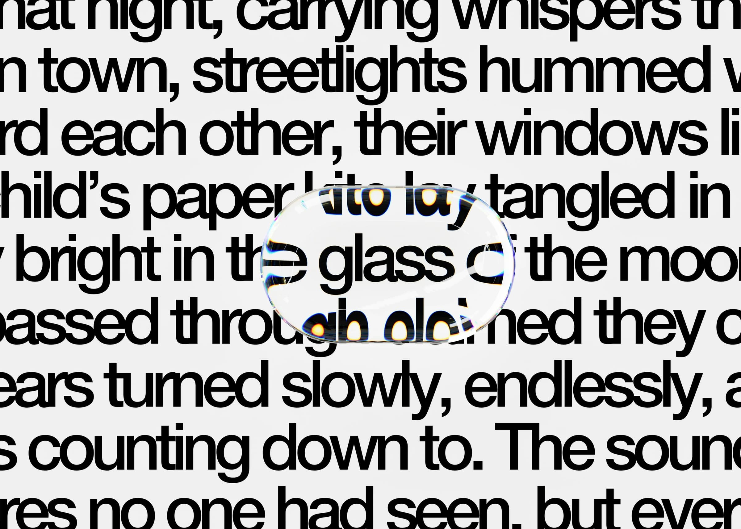 A snippet of text brought into focus through a magnifying glass